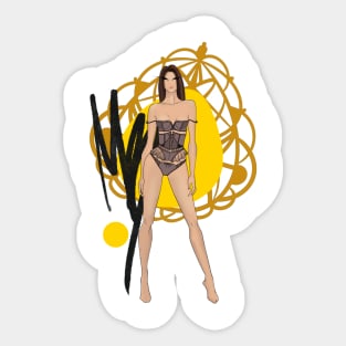 Fashion illustration. Design Sticker